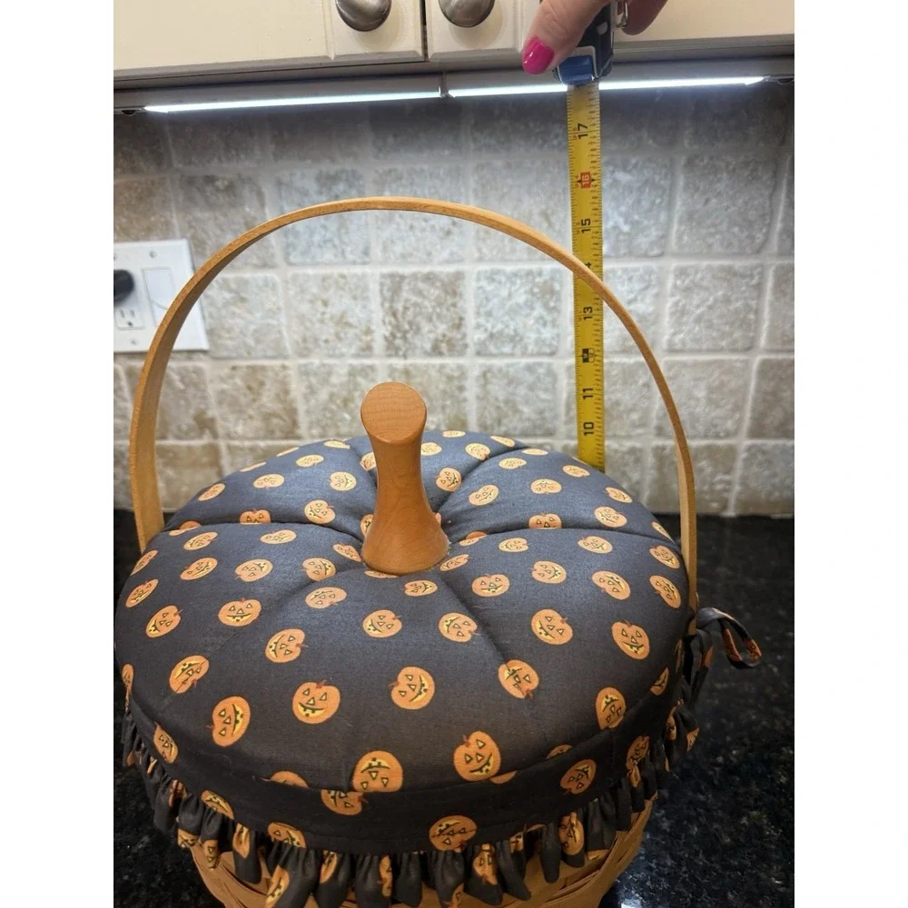 Longaberger Pumpkin Fall Stem Lid Basket Jack O' Lantern Liner Protector‎ Combo